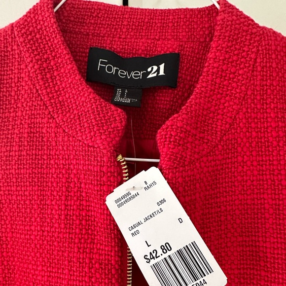 NWT Forever21 tweed red jacket - size L - Picture 3 of 8
